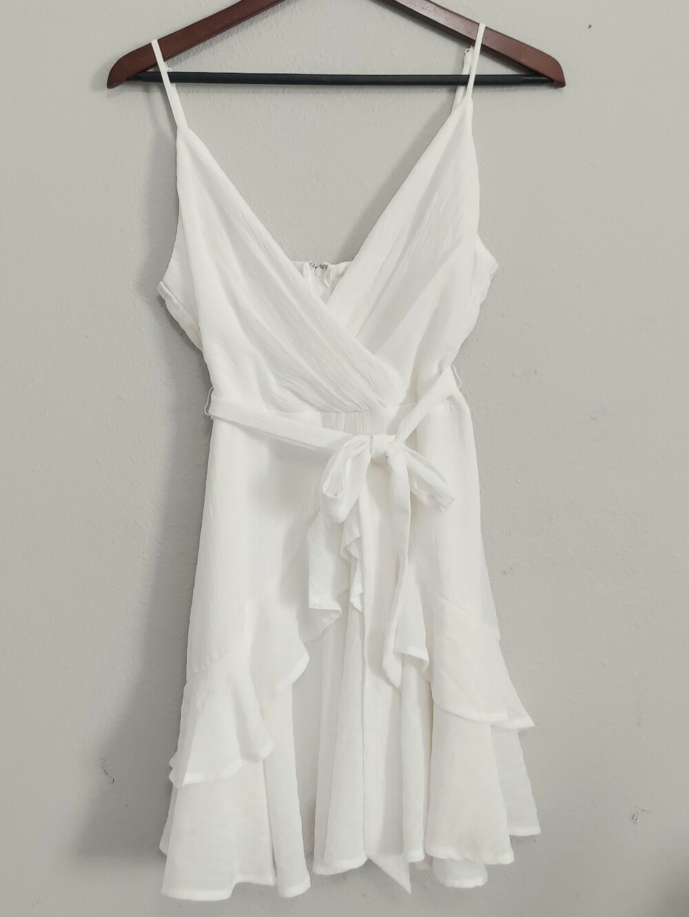 Altar'd State Wrap Style Ruffle White Mini Dress Medium Coquette Girl